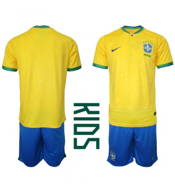 Brasilien Hemmakläder Barn VM 2022 Kortärmad (+ Korta byxor)